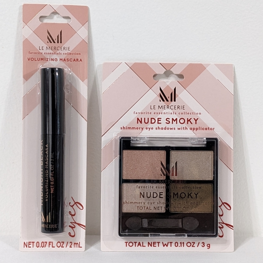 Le Mercerie Volumizing Mascara & Nude Smoky Shimmery Eye Shadows W/ Applicator